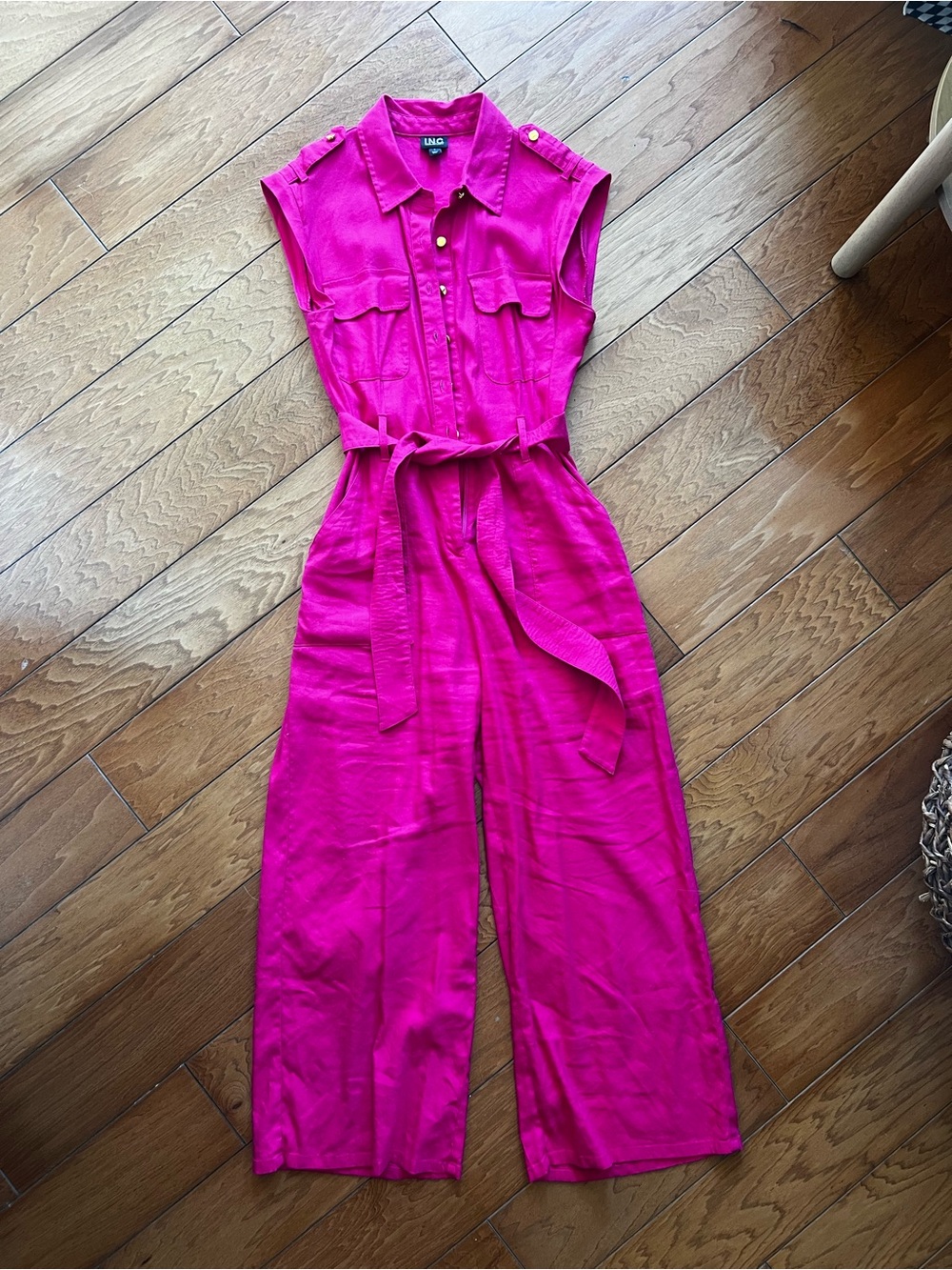 INC International Concepts Hot Pink Sleeveless Utility Jumpsuit